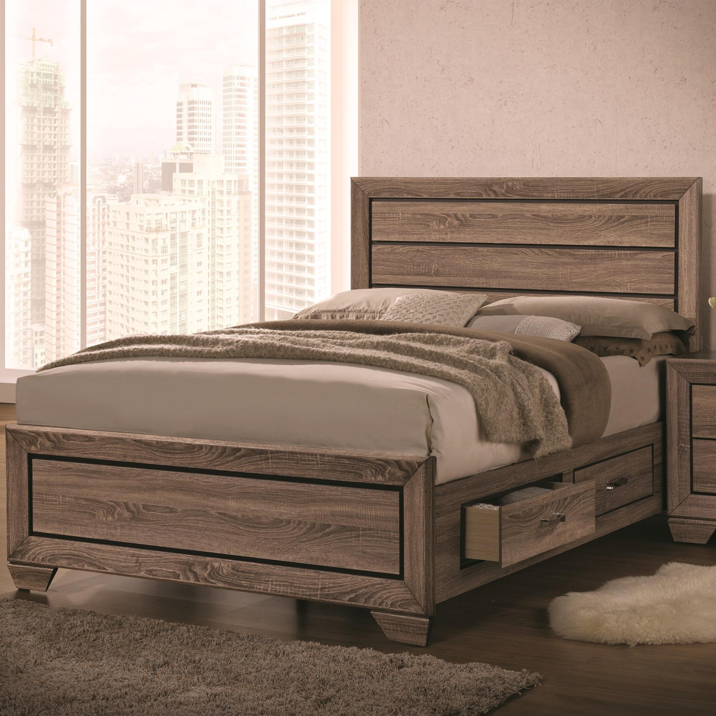 Coaster Kauffman Queen Bed with Panel Design and Storage Footboard
